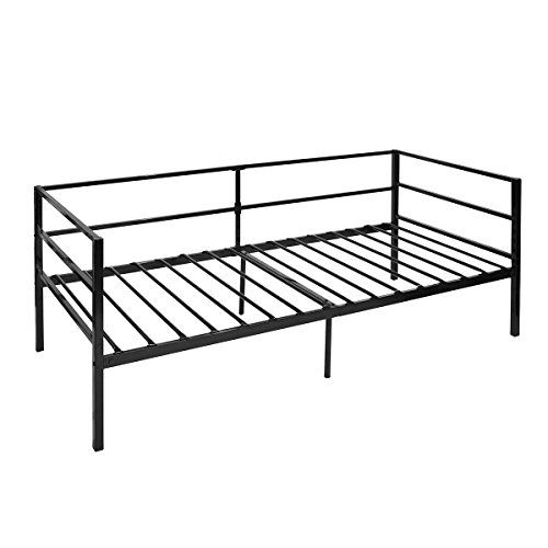 Photo 1 of GreenForest Daybed Frame Twin, Steel Slats Platform Strong Support, Box Spring Mattress Replacement, Metal Day Bed Frame Foundation with Headboard for Living Guest Room, Black