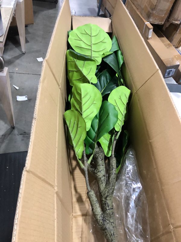 Photo 3 of Fopamtri Artificial Fiddle Leaf Fig Tree 4.3 Feet Feaux Ficus Lyrata Plant with 44 Leaves Faux Plant for Indoor Outdoor Fake Plants in Pot for Home Office Perfect Housewarming Gift