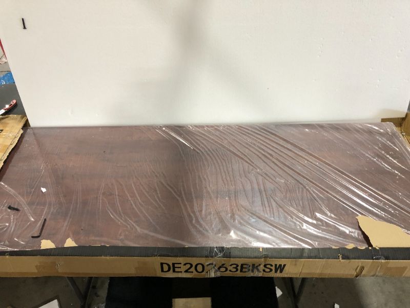 Photo 1 of Modern Industrial Design 63 in. Brown Wooden Top Computer Desk with Black Iron Legs for Office or Home