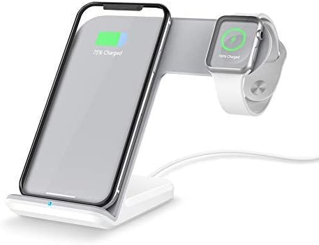 Photo 1 of FACEVER 2 in 1 Wireless Charger Stand Dock Fast Qi Phone iWatch Charging Station Compatible for Apple Watch Series 1 2 3 4 5 iPhone 11 Pro Max X XS XR 8 8...
