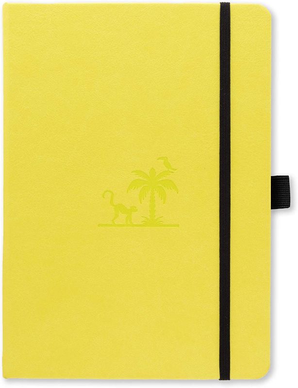 Photo 1 of Dingbats Earth Dotted Medium A5+ Hardcover Journal - PU Leather, FP Proof 100gsm Coated Cream Paper, Numbered Pages, Inner Pocket, Elastic Closure, Pen Holder, 2 Bookmarks (Lime Yasuni)