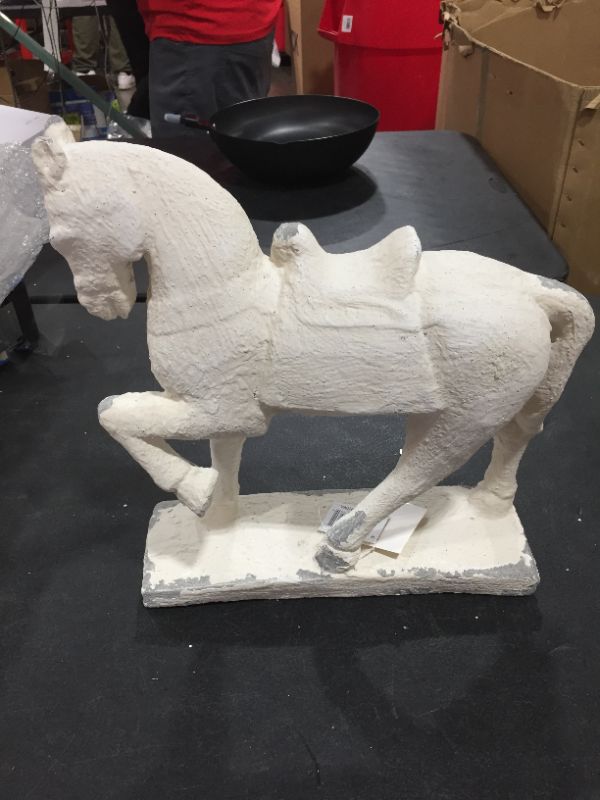 Photo 3 of Zimlay Large Distressed White Horse Statue Shelf Decor