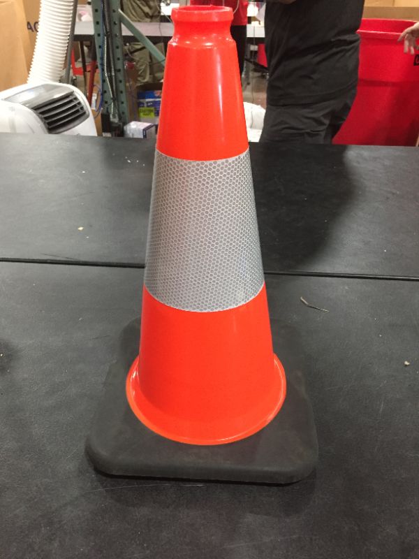 Photo 2 of (Pack of 5) BESEA 18" Orange PVC Safety Traffic Cone Black Base Construction Road Parking Cones with 6" Reflective Collars