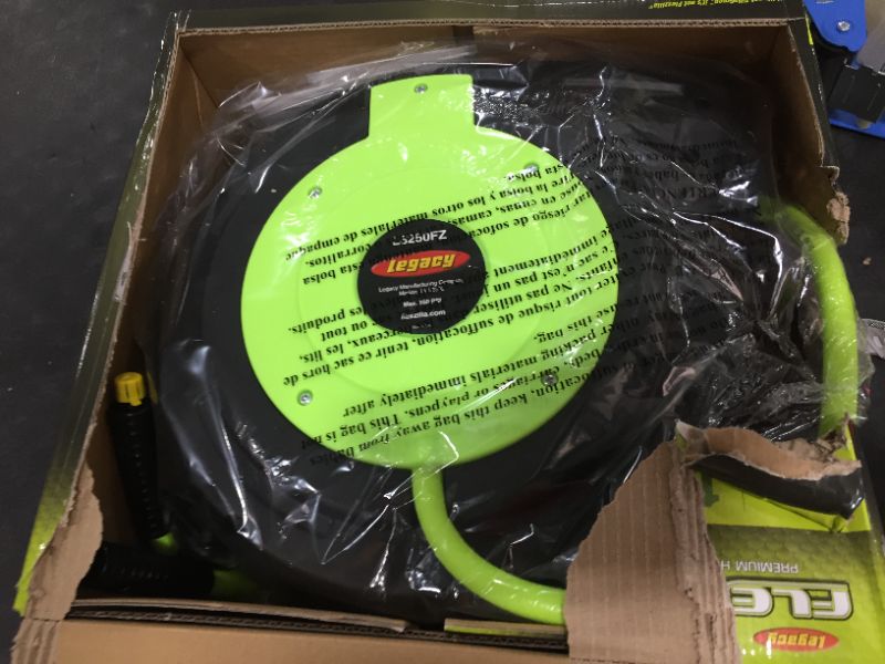 Photo 2 of Flexzilla® Enclosed Plastic Retractable Air Hose Reel, 3/8" x 50', Flexible Hybrid Polymer, ZillaGreen™