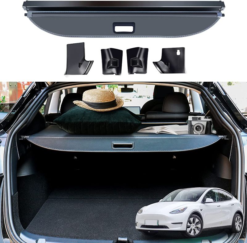 Photo 1 of Carwiner Cargo Cover for Tesla Model Y Retractable Rear Trunk Parcel Shelf Security Cover Shielding Shade Accessories