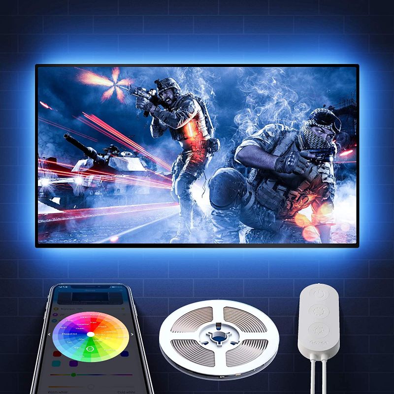 Photo 1 of Govee TV LED Lights App Control TV LED Backlights 7 Scene Modes DIY Mode 656FT Easy Installation USB LED Lights for TV for 4060 inch TVs Computer Bedroom Gaming Monitor TANGLED