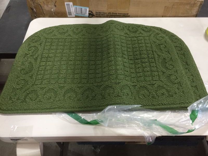 Photo 2 of COSY HOMEER 32X20 Inch Anti Fatigue Kitchen Rug Mats are Made of 100 Polypropylene Half Round Rug Cushion Specialized in Anti Slippery and Machine Washable 32x20in Green 1pc