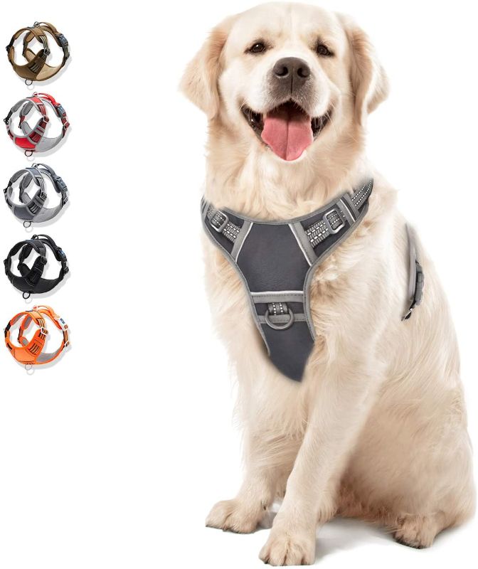 Photo 1 of Dog Harness No Pull Reflective WALKTOFINE Comfortable Harness with HandleFully Adjustable Pet Leash Vest for Small Medium Large Dog Breed Car Seat Harness large