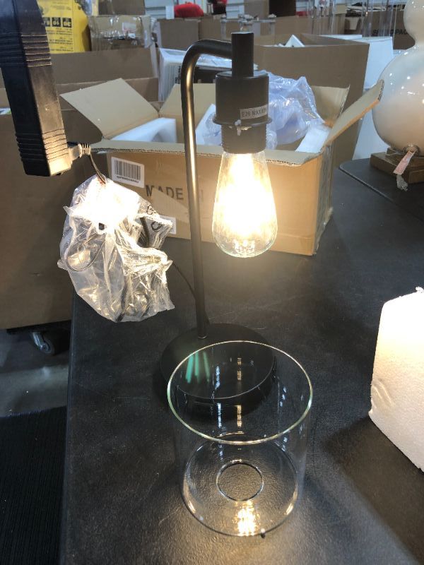 Photo 2 of Set of 2 Industrial Table Lamps with 2 USB Port Fully Stepless Dimmable Lamps for bedrooms Bedside Nightstand Desk Lamps with Seeded Glass Shade for Reading Living Room Office 2 LED Bulb Included