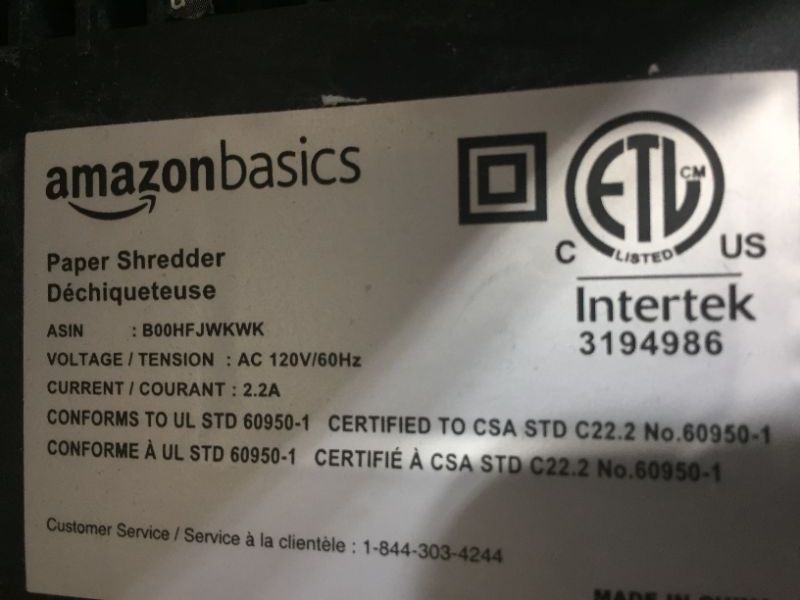 Photo 1 of Amazon Basics 6-Sheet Cross-Cut Paper and Credit Card Home Office Shredder