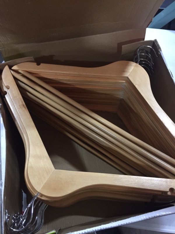 Photo 2 of 24 Pack Non Slip Wooden Coat Hangers