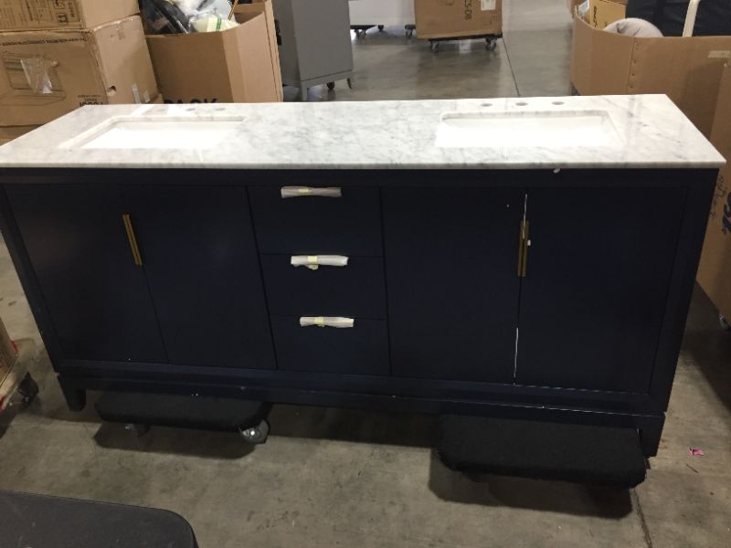 Photo 3 of 60 in. Vanity in Espresso with Marble Vanity Top in Carrara White