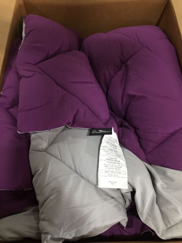 Photo 1 of downluxe Lightweight Solid Comforter Set (King) with 1 Pillow Shams - 2-Piece Set - Purple and Grey - Down Alternative Reversible Comforter