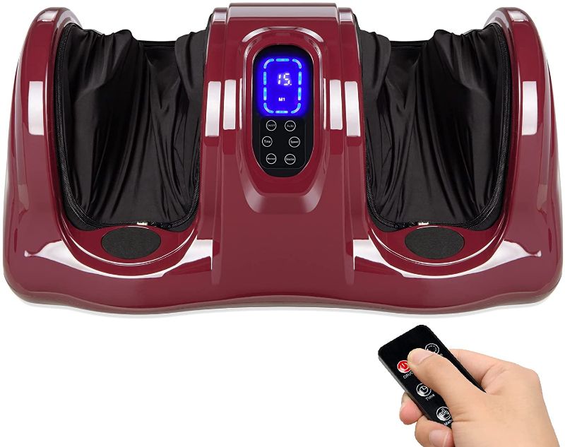 Photo 1 of Best Choice Products Therapeutic Shiatsu Foot Massager Kneading and Rolling for Foot, Ankle, Nerve Pain w/ Handle, High Intensity Rollers, Remote Control, LCD Screen, 3 Massage Modes - Burgundy