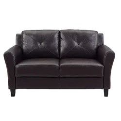 Photo 1 of 56.3'' Faux Leather Round Arm Loveseat