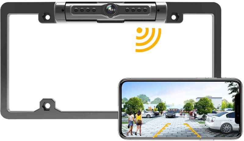 Photo 1 of License Plate Wireless Backup Camera, WiFi Rear View Camera, LASTBUS 170° View Angle Universal IP69 Waterproof Car License Plate Frame Camera for Car Truck SUV Pickup Trailer Van Camper
