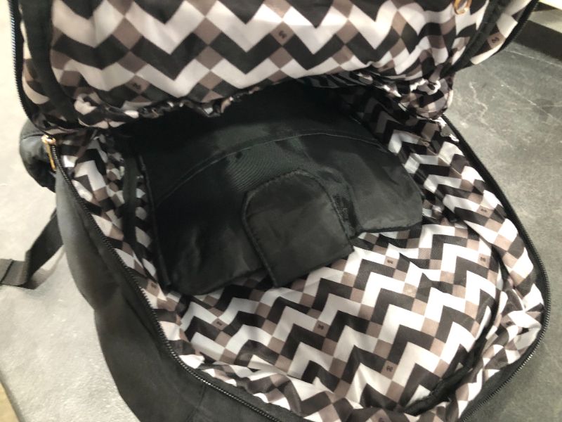 Photo 2 of Fisher Price Diaper Bag Backpack - Signature Collection, with Cell Phone and Tablet Pockets and Stroller Clips (Black)
