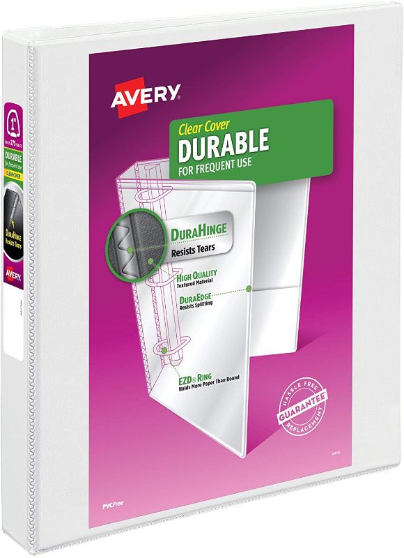 Photo 1 of Avery Durable View 3 Ring Binder, 1 Inch EZD Rings, 1 White Binder (09301)
