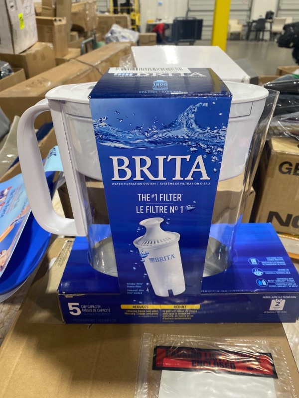 Photo 2 of Brita Water Pitcher, Slim, 5 Cup Capacity, Includes One Advanced Filter-White, Size
