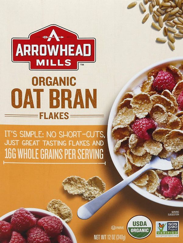 Photo 1 of Arrowhead Mills Organic Cereal, Oat Bran Flakes, 12 Oz. Box
