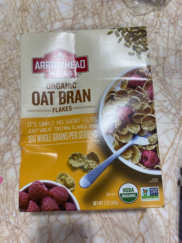 Photo 2 of Arrowhead Mills Organic Cereal, Oat Bran Flakes, 12 Oz. Box
