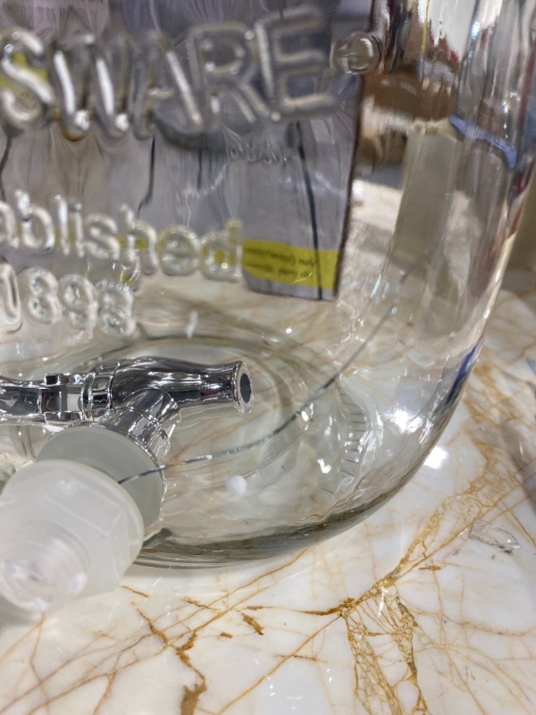 Photo 1 of Estilo Glass Beverage Drink Dispenser with Leak Free Spigot, 1 Gallon, Clear
