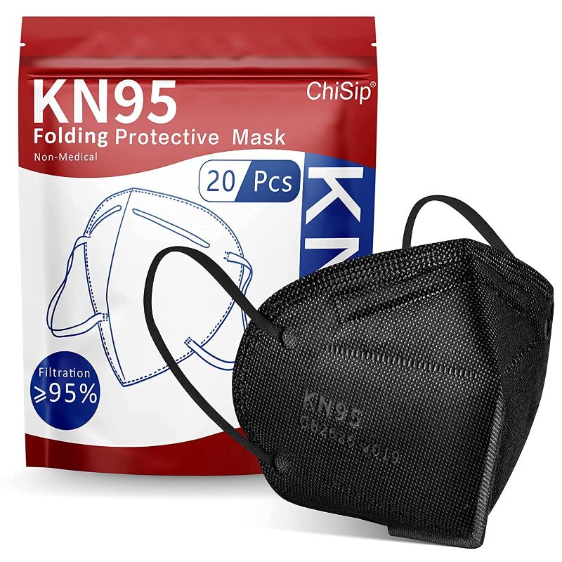 Photo 1 of ChiSip KN95 Face Mask, 5-Ply Cup Dust Safety Masks, Breathable Protection Masks Against PM2.5 for Men & Women, Black
