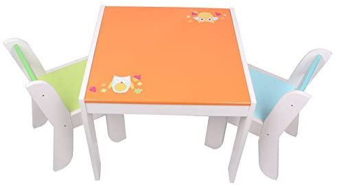 Photo 1 of Labebe Toddler Table Chair Set Wood, Wooden Table for 1-5 Years, Baby Table Chair Set Orange Owl/Toddler Play Table/Baby Activity Table/Kid Table Cover/Kid Table Toys/Toddler Table/Kid Desk Chair
