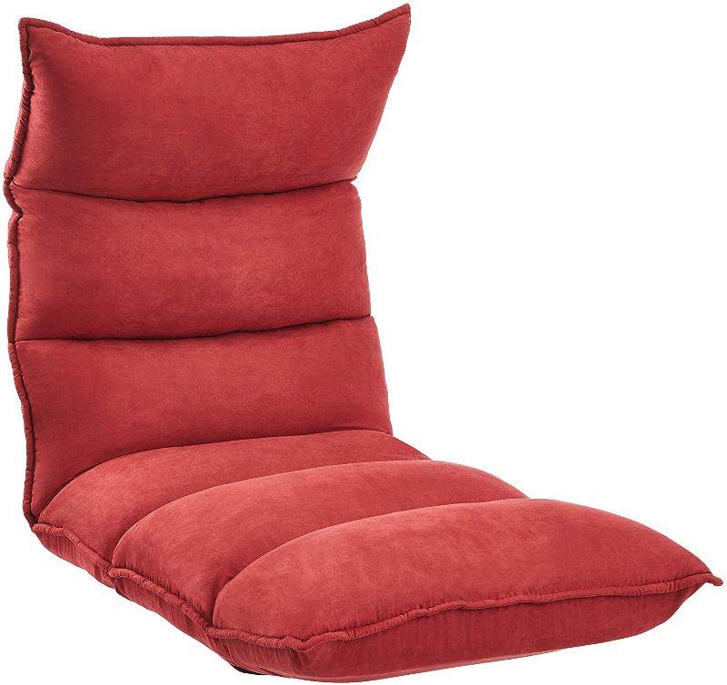 Photo 1 of Amazon Basics Fully Adjustable 53-inch Memory Foam Floor Chair - Red

