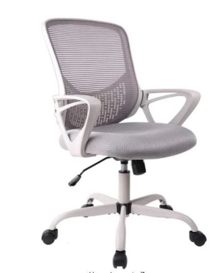 Photo 1 of Gray Office Task Desk Chair Swivel Home Comfort Chairs with Flip-up Arms and Adjustable Height
