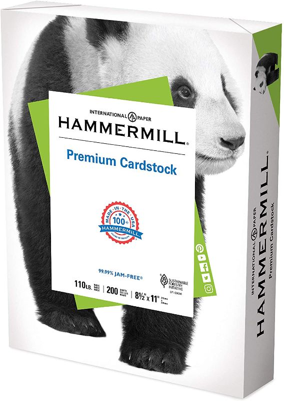 Photo 1 of Hammermill White Cardstock, 110 lb, 8.5 x 11 Colored Cardstock