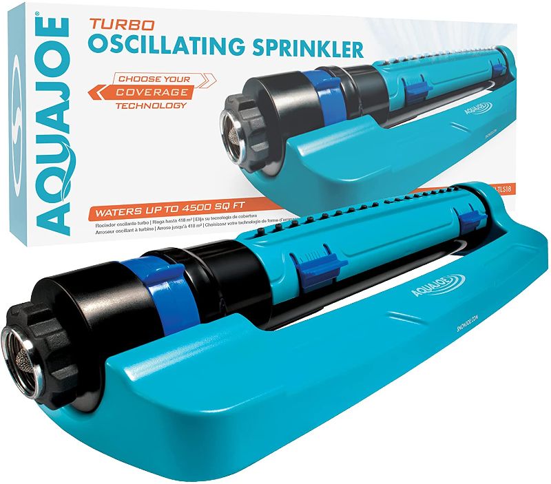 Photo 1 of Aqua Joe SJI-TLS18 3-Way Turbo Oscillation Lawn Sprinkler, w/Range, Width, Flow Control
