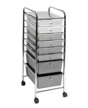 Photo 1 of 8-Drawer Storage Bin Organizer Cart, White/Gray/Black Gradient by Seville Classics