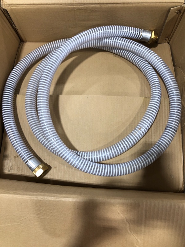 Photo 2 of Abbott Rubber 1241-1000-20 PVC Water Suction 1-Inch by 20-Feet Transfer Hose with Threaded Couplings, Clear/White
