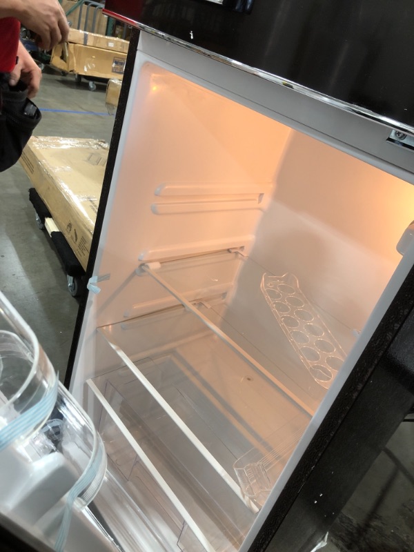 Photo 1 of FOR PARTS ONLY RCA RFR786-BLACK 2 Door Apartment Size Refrigerator with Freezer, 7.5 cu. ft, Retro Black
