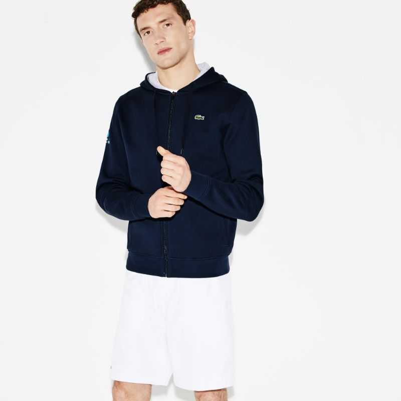 Photo 1 of Lacoste Mens Sport Miami Open Fleece Hoodie : Navy Blue / Grey Chine 4-M