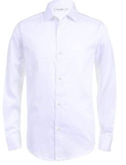 Photo 1 of Calvin Klein Boys' Long Sleeve Sateen Dress Shirt, Button-Down Style with Buttoned Cuffs & Shirttail Hem SIZE 10