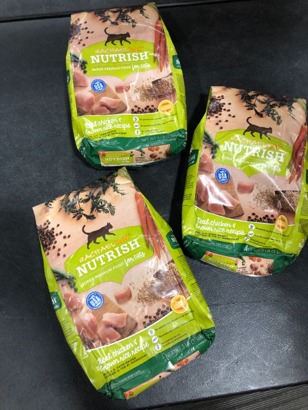 Photo 2 of 3 PACK Rachael Ray Nutrish Super Premium Dry Cat Food with Real Meat & Brown Rice 3LB
BB 01 2022