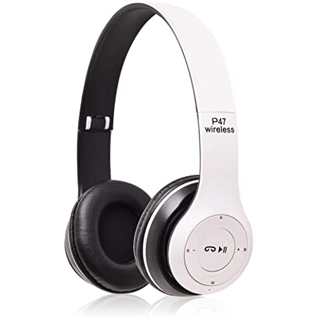 Photo 1 of Wireless Headphones, P47 Bluetooth Over Ear Foldable Headset with Microphone Stereo Earphones 3.5mm Audio Support FM Radio TF for PC TV Smart Phones & Tablets etc (White)
