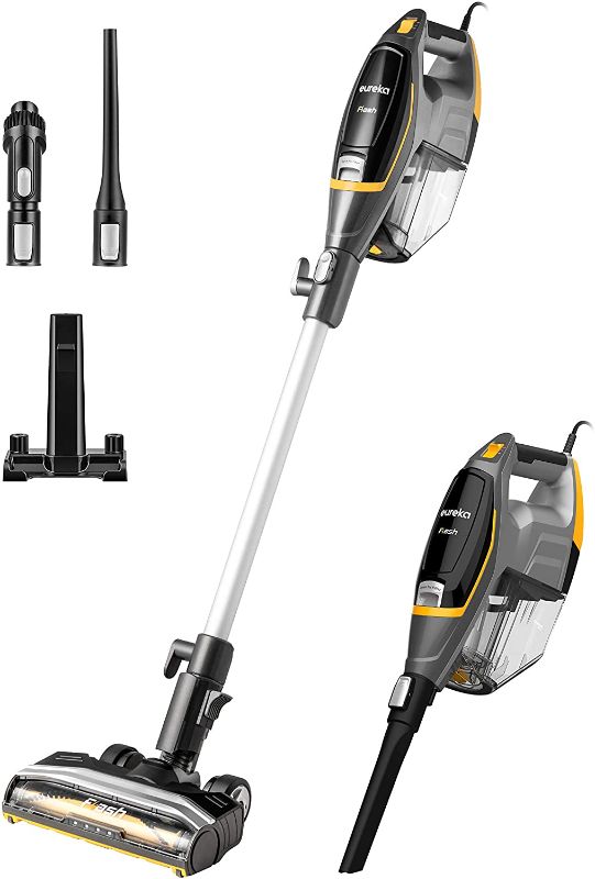 Photo 1 of Eureka Flash Lightweight Stick Vacuum Cleaner, 15KPa Powerful Suction, 2 in 1 Corded Handheld Vac for Hard Floor and Carpet, Black