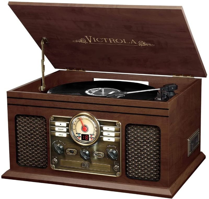 Photo 1 of Victrola Nostalgic 6-in-1 Bluetooth Record Player & Multimedia Center with Built-in Speakers - 3-Speed Turntable, CD & Cassette Player, AM/FM Radio | Wireless Music Streaming | Espresso