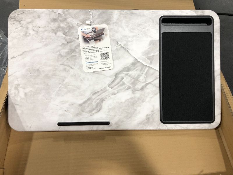 Photo 1 of LapGear Home Office Lap Desk with Device Ledge, Mouse Pad, and Phone Holder - White Marble - Fits Up To 15.6 Inch Laptops