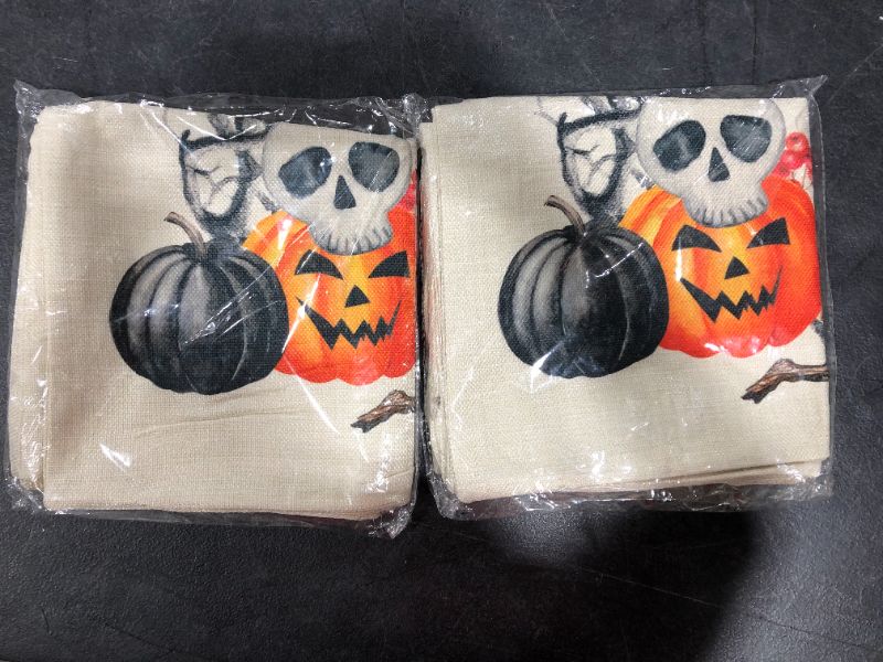 Photo 2 of 2 PACK! SunnyMemory Fall Pumpkin Halloween Pillow Covers 18×18 Inch Set of 8 Trick or Treat Throw Pillow Covers Farmhouse Farm Decor Home Cushion Cases for Sofa Bed Happy Halloween Decorations
