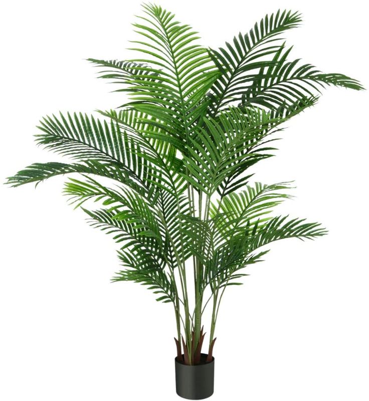 Photo 1 of Fopamtri Artificial Areca Palm Plant 6 Feet Fake Palm Tree with 20 Trunks Faux Tree for Indoor Outdoor Modern Decoration Feaux Dypsis Lutescens Plants in Pot for Home Office Perfect Housewarming Gift
