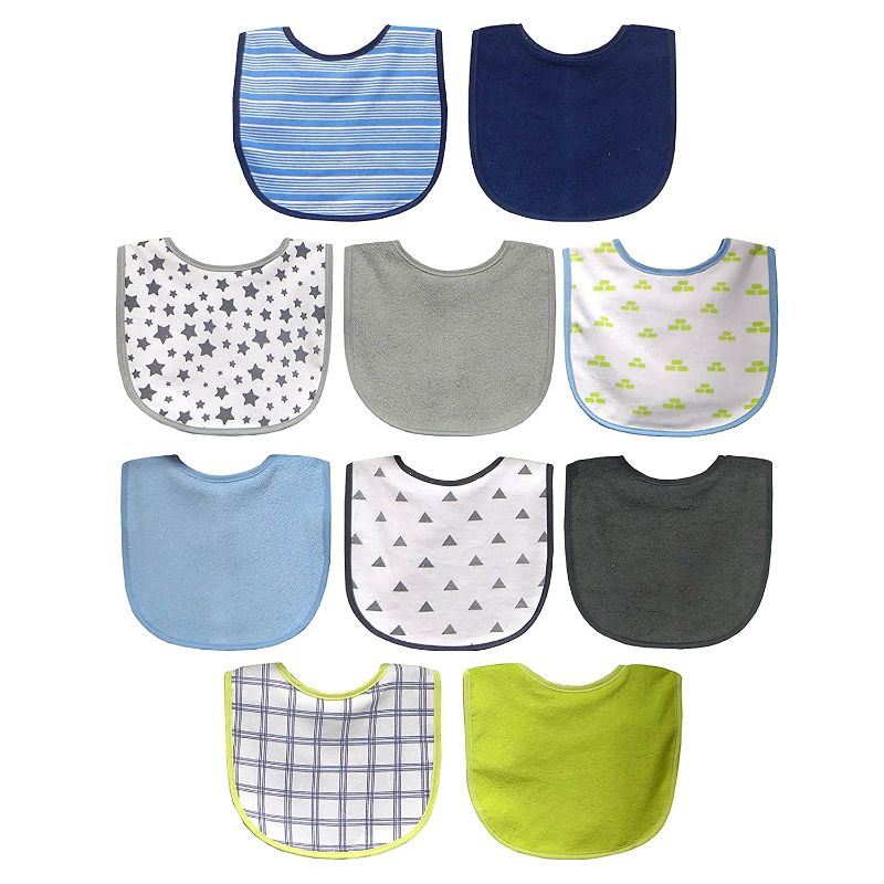 Photo 1 of Neat Solutions 10 Pack Water Resistant Bib Set Blue/Grey Assorted
