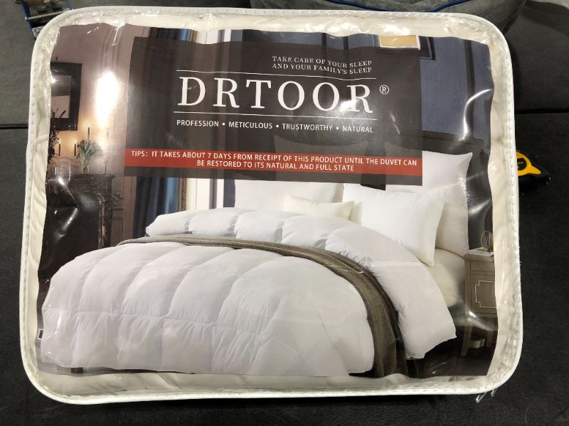 Photo 2 of Drtoor Down Comforter Queen Silver, White Winter Feather Duvet Insert, 100% Egyptian Cotton, 1200 Thread Count, 700+ Fill Power-90 x90