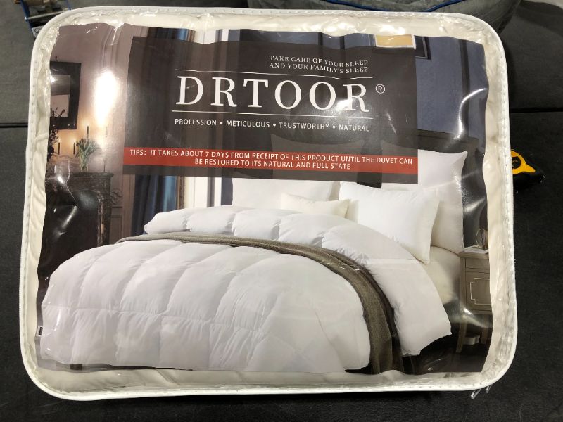 Photo 1 of Drtoor Down Comforter Queen Silver, White Winter Feather Duvet Insert, 100% Egyptian Cotton, 1200 Thread Count, 700+ Fill Power-90 x90