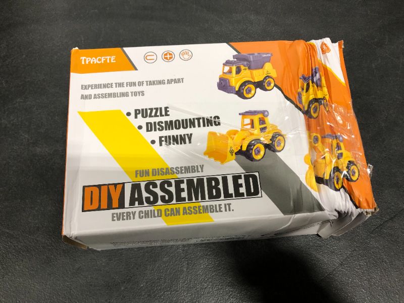 Photo 1 of Take Apart Toys for 1 2 3 4 5 Year Old Boys, 4 in 1 Educational Construction Toys with Excavator/Bulldozer/Dump Truck/Mixer Truck, Learning Building Toys Truck for Kids,Toddler,Girls, Birthday Gift