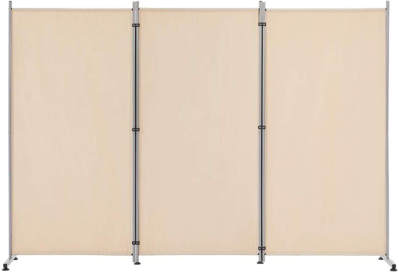 Photo 1 of Esright 3 Panel Office Room Divider, 6 Ft Tall Folding Privacy Screen Room Divider, Freestanding Partition Wall Dividers for Office,Bedroom, 102"W X 20"D x 71"H(Beige)
