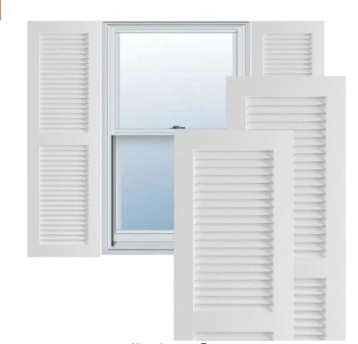 Photo 1 of 12" x 48" True Fit PVC Two Equal Louver Shutters, White 